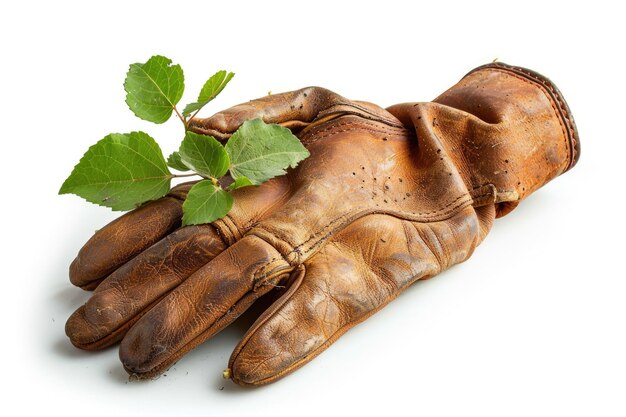 El uso de guantes de jardinería en un fondo blanco en aislamiento Generativo Ai