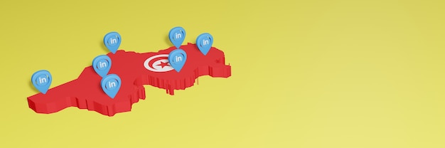El uso de Linkedin en Túnez para las necesidades de las redes sociales, la televisión y el fondo del sitio web, cubren el espacio en blanco