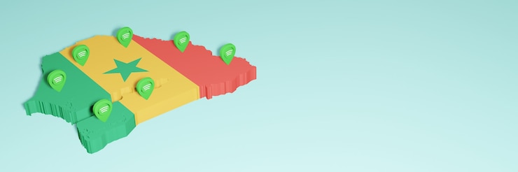 Foto uso de redes sociales y spotify en senegal para infografías en renderizado 3d