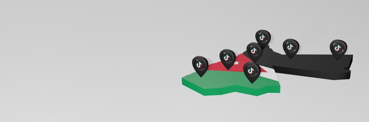 Foto uso de las redes sociales y tik tok en jordania para infografías en renderizado 3d
