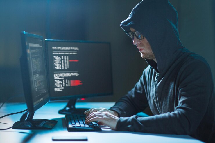 Foto el uso de virus informáticos para el ataque cibernético hacker