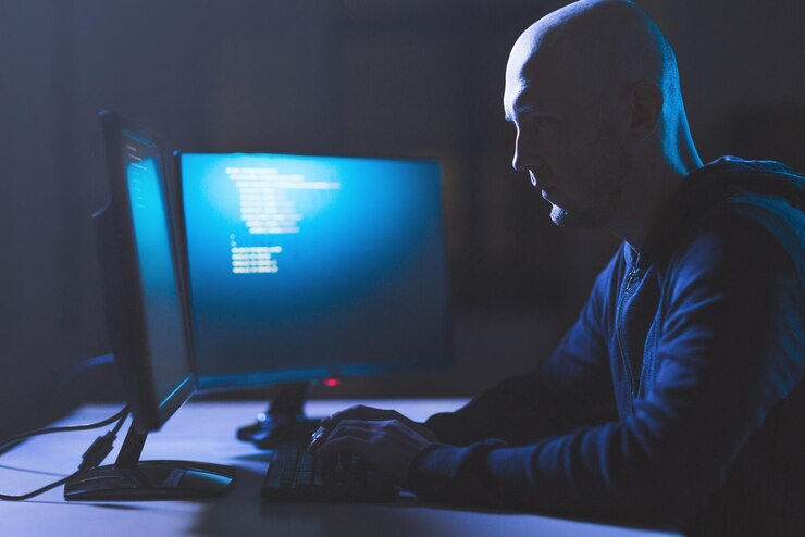 Foto el uso de virus informáticos para el ataque cibernético hacker