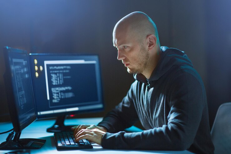 Foto el uso de virus informáticos para el ataque cibernético hacker