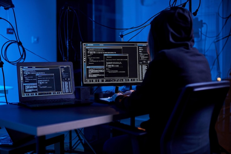 Foto el uso de virus informáticos para el ataque cibernético hacker