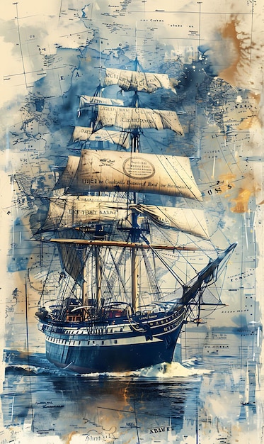 Uss Verfassung in Boston mit Holzplank Textur Nautica Illustration Trending Hintergrunddekor