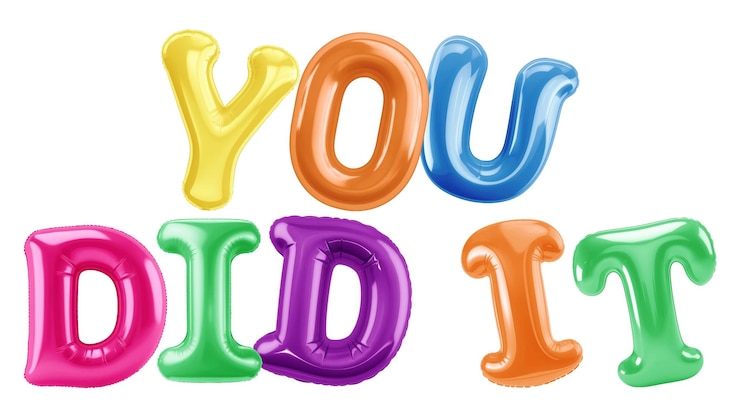 Foto usted lo hizo palabra pegatina elemento png editable fiesta de globos diseño de fuente offset