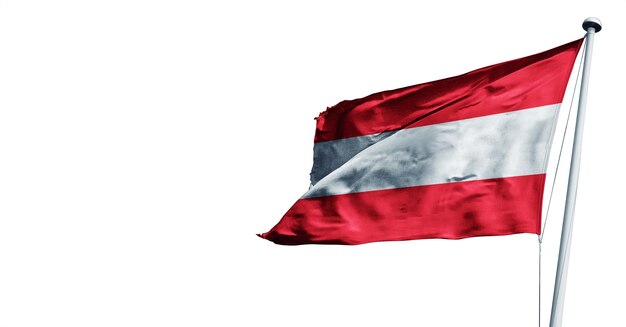 Áustria acenando bandeira de renderização 3D, em um fundo de céu azul. - imagem