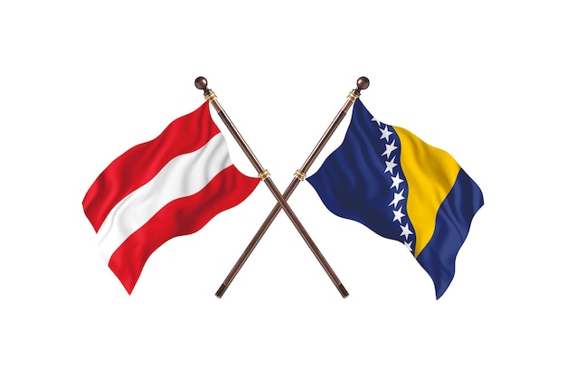 Áustria versus Bósnia e Herzegovina - Fundo de Bandeiras de Dois Países