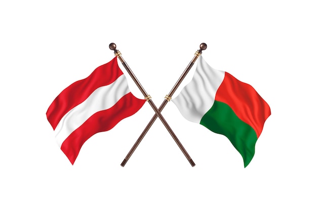 Áustria versus Madagascar Fundo de bandeiras de dois países