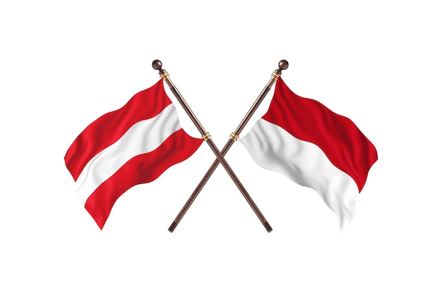 Áustria versus Mônaco Fundo das bandeiras de dois países