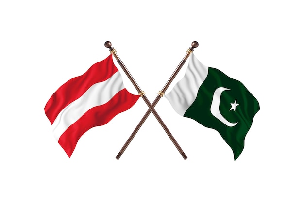 Áustria versus Paquistão Fundo de bandeiras de dois países