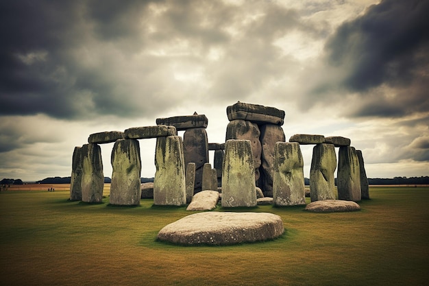 Foto usual view of rural field and cloudy sky in england near stonehenge salisbury