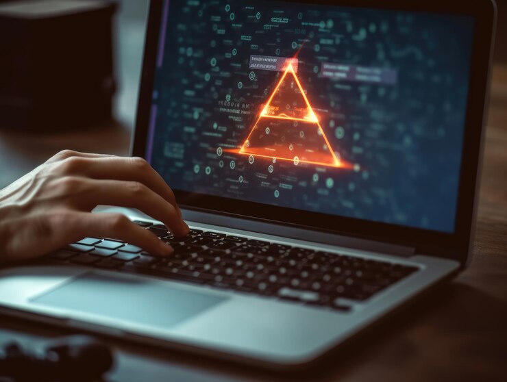 Foto el usuario refleja un ataque de hackers en su computadora