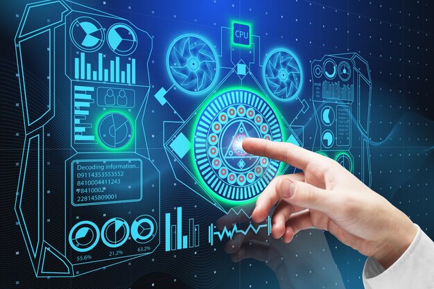 Usuario de tecnología y concepto de innovación.