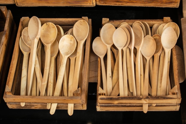 Utensilios de cocina de madera hechos a mano cucharas para amas de casa