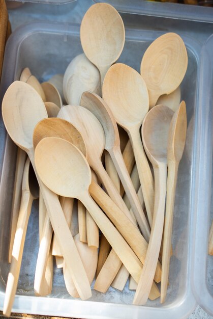 Utensilios de cocina de madera hechos a mano cucharas para amas de casa