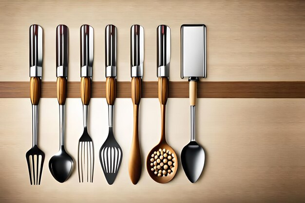 Los utensilios de cocina son hermosos y importantes para la cocina.