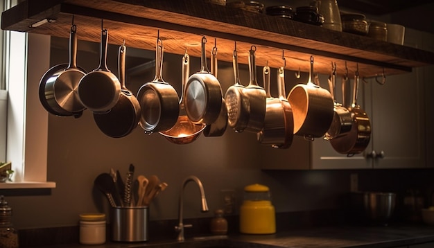 Foto utensilios colgados en la pared utensilios colgados en la pared utensilios de cocina