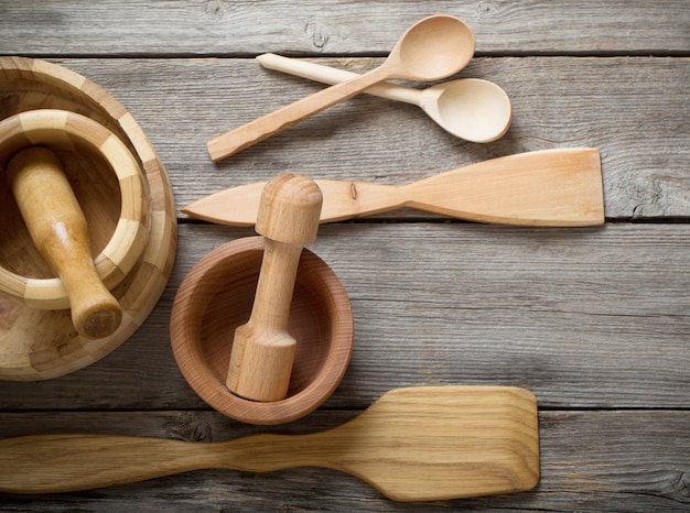 Utensílios de cozinha de madeira