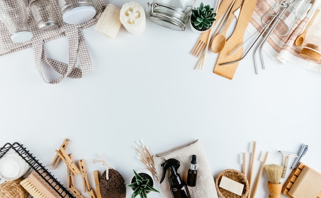 Utensílios de cozinha e banheiro ecológicos,