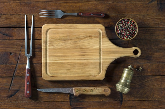 Foto utensílios de cozinha e especiarias