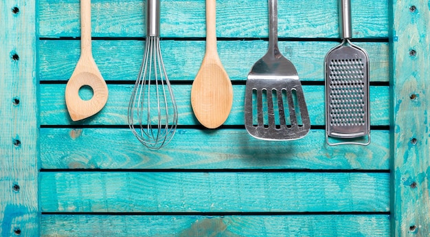 Foto utensílios de cozinha vintage, espaço de cópia gratuita