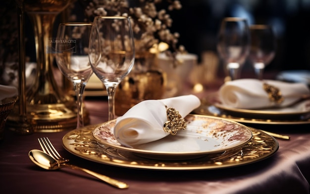 Foto utensílios de mesa de luxo bela configuração de mesa no restaurante