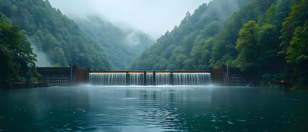 Utilização de centrais hidroelétricas de energia limpa Conceito de produção de energia sustentável Centras hidroeletricas de energia limpeza Recursos renováveis Desenvolvimento a jusante