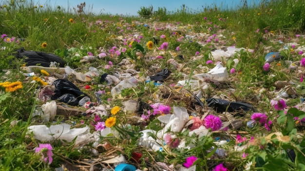 Utilização de resíduos de lixo Conceito ecológico de coleta seletiva gerada por IA