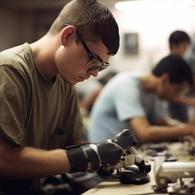 Utilizadores de próteses pessoais de toque fabricando próteses à mão