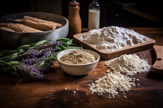 Se utilizan hierbas y flores aromáticas en recetas culinarias caseras