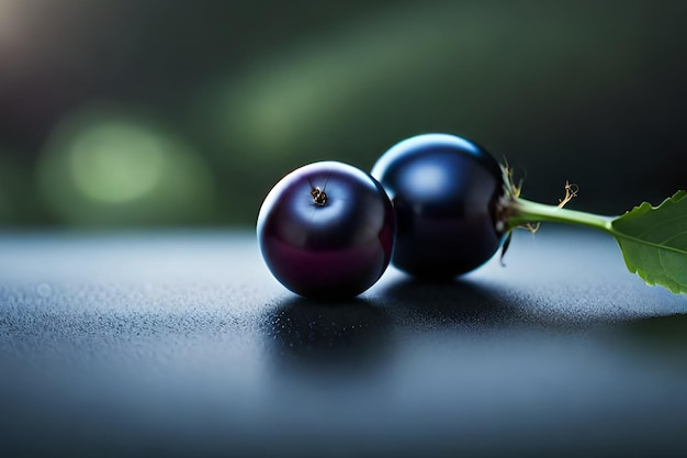 Una uva negra sobre una mesa