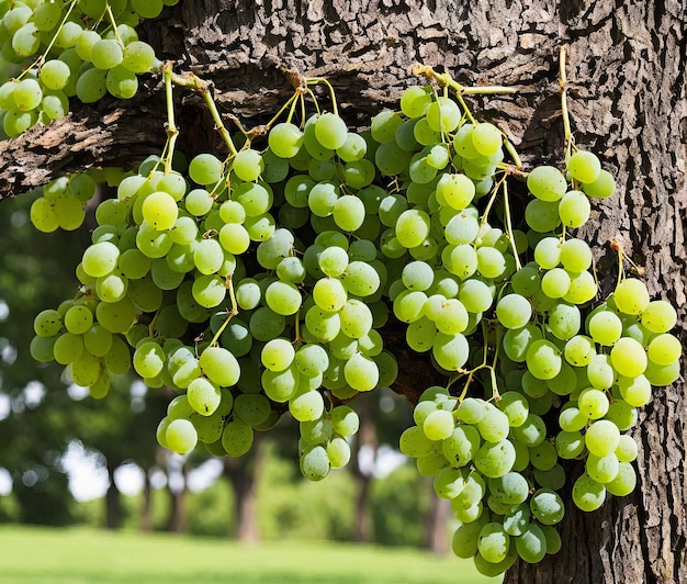 uvas en el árbol