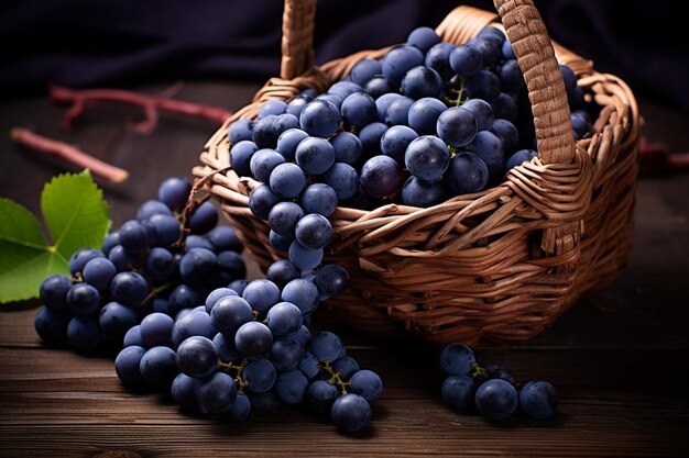 Uvas azules frescas