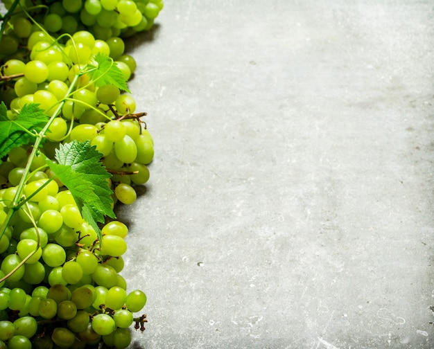 Uvas blancas con hojas