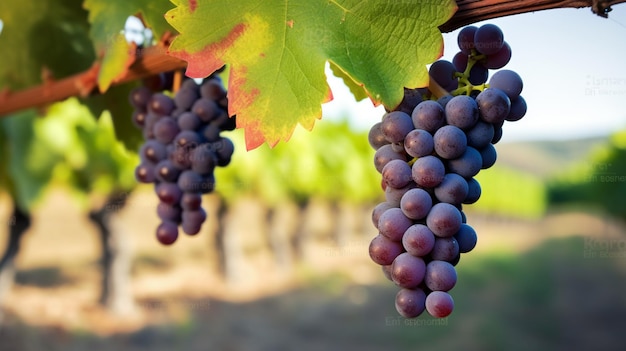 Uvas colgando de una vid en el viñedo