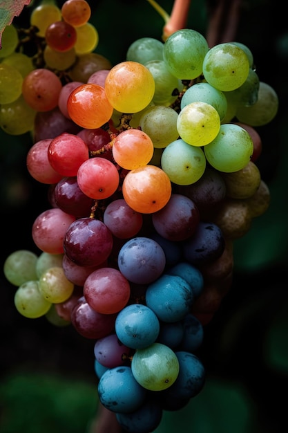 Uvas coloridas del arco iris