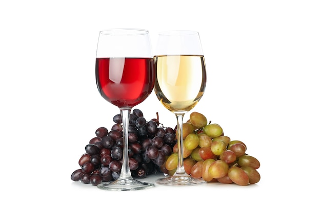 Uvas y copas de vino