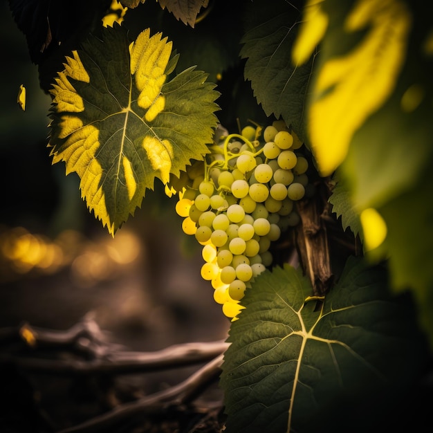 Uvas crescendo na videira ao sol Generative AI