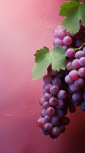 Uvas de cor roxa vibrante contra um fundo rosa suave Papel de parede móvel vertical