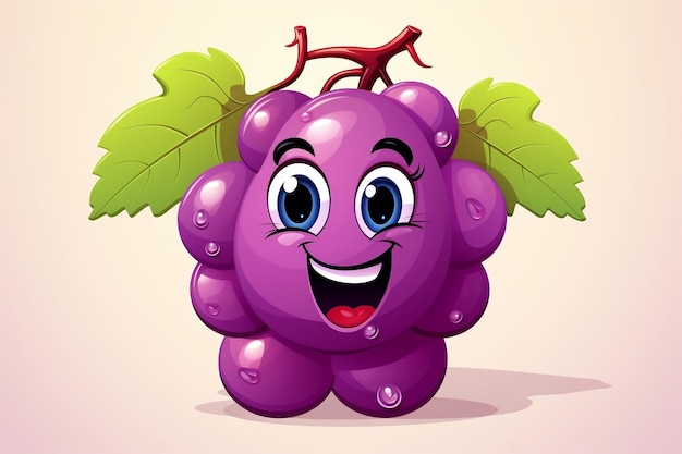 Uvas de dibujos animados en animación colorida Ai generativa