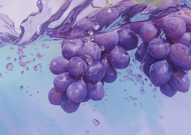 Uvas flutuantes em estilo aquático fotorrealista