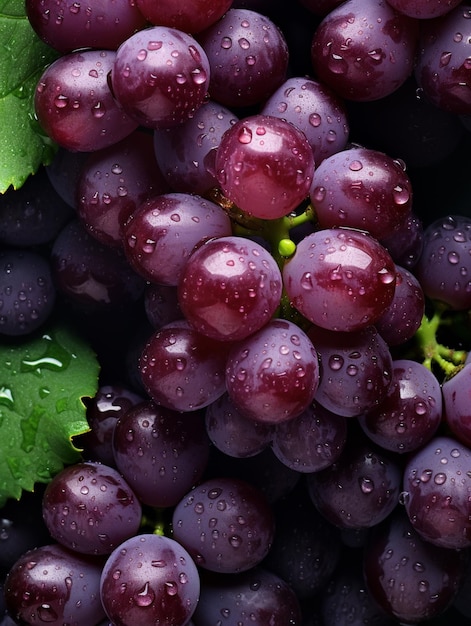 Uvas frescas com gotas de água