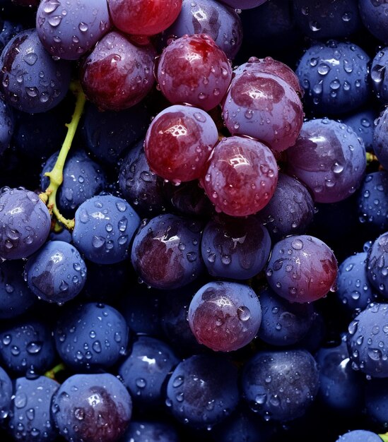 Uvas frescas com gotas de água