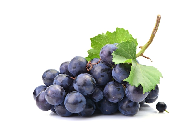 Foto uvas frescas sobre un fondo blanco.
