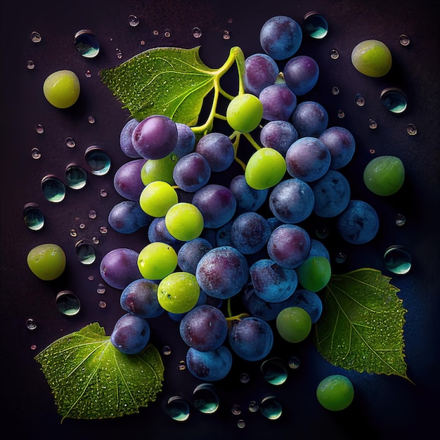 Uvas de frutas generadas por inteligencia artificial AI