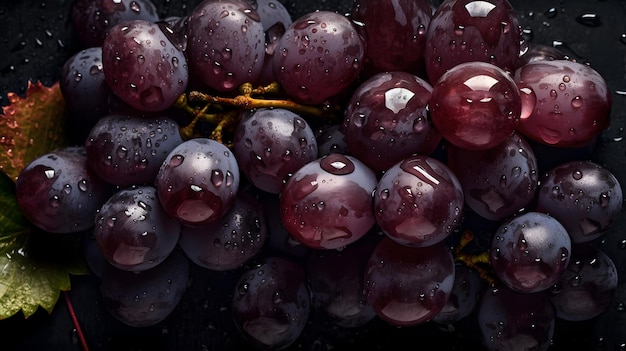 Uvas con gotitas de agua en la superficie