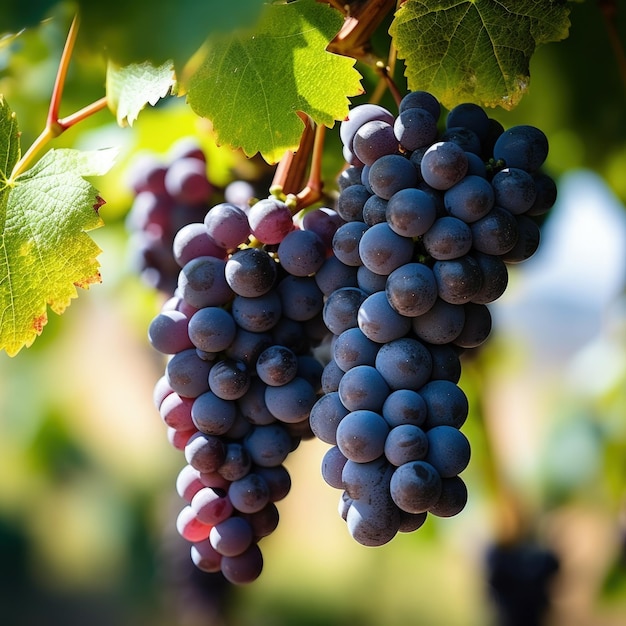 Uvas maduras colgando de las vides IA generativa