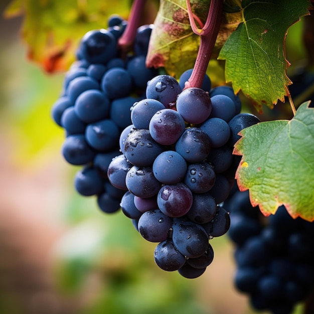 Foto uvas maduras colgando de las vides ia generativa