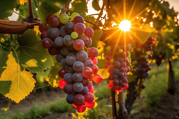 Uvas maduras na vinha criadas usando ferramentas de IA generativas